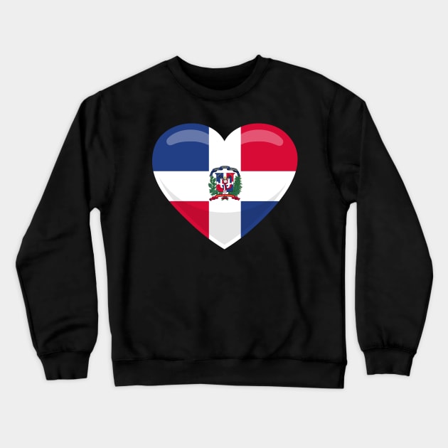 Dominican Republic Flag Heart Crewneck Sweatshirt by SunburstGeo